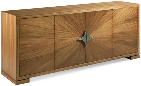 Manobo Global Bazaar Brown Wood Sunburst Media Cabinet