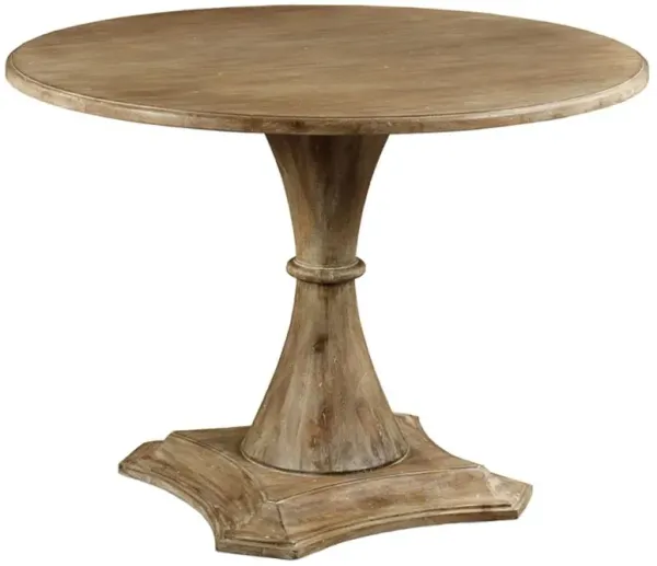 Vintage French Country Brown Wood Round Pedestal Dining Table - 42"W