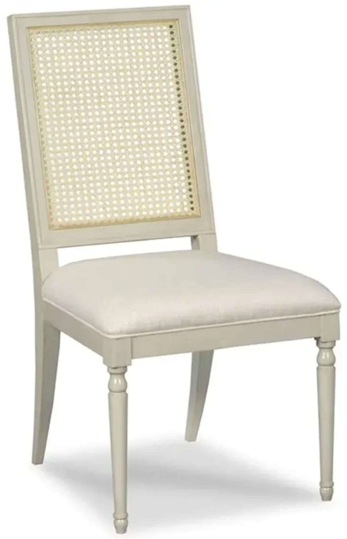 Collette French Upholstered Seat Graystone Wood Cane Back Dining Chair
