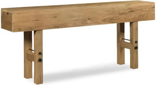Makers Rustic Lodge Brown Oak Wood Rectangular Console Table