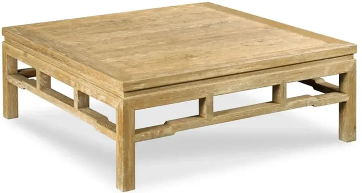 Ming Rustic Lodge Brown Solid Oak Wood Square Coffee Table - 42"