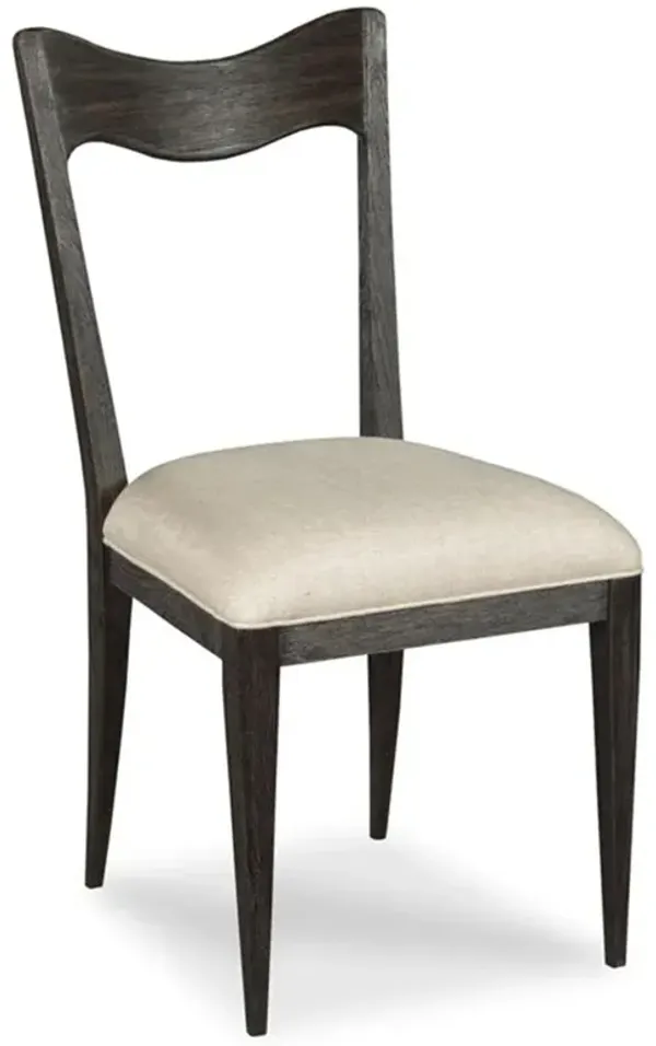 Silhouette French Beige Upholstered Brown Oak Wood Frame Dining Chair