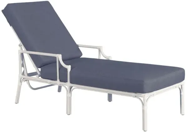 Carlyle Coastal Merino Navy Upholstered White Aluminum Outdoor Chaise