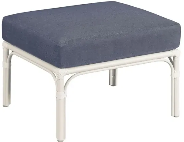 Carlyle Coastal Merino Navy Upholstered White Aluminum Outdoor Ottoman