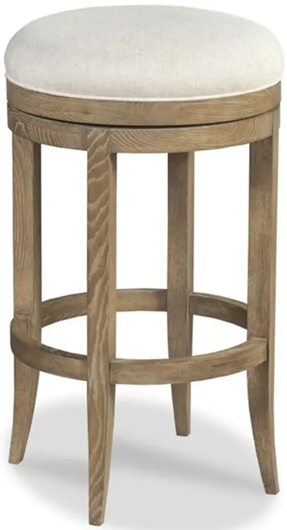 Remington Modern Classic Cream Performance Brown Oak Wood Swivel Counter Stool