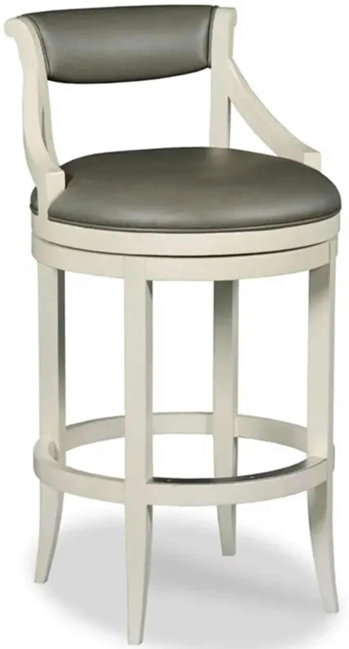 Taylor Grey Upholstered Faux Leather White Wood Swivel Counter Stool