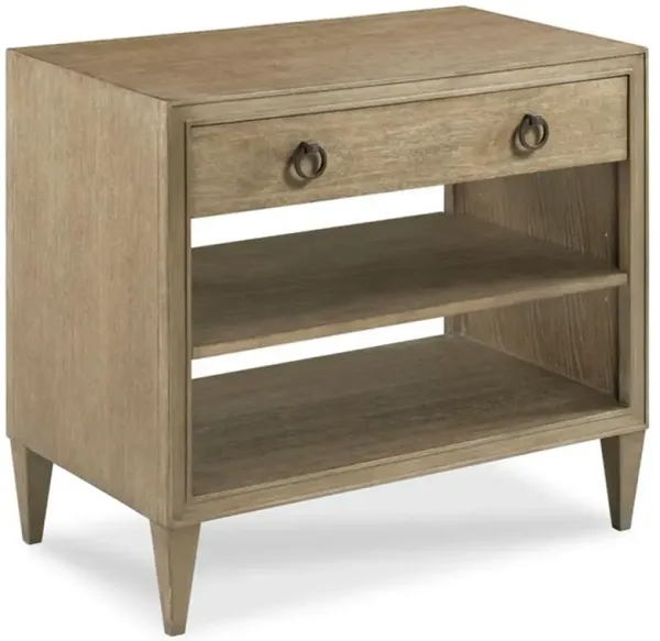 Ramsey Rustic Lodge Vintage Brown Oak Bronze Pulls 1 Drawer Nightstand