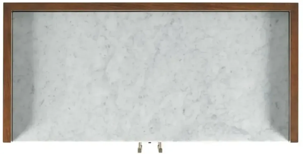 Ridge Modern Classic Brown Mahogany Wood White Marble Top Bar Cabinet