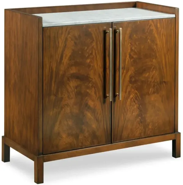 Ridge Modern Classic Brown Mahogany Wood White Marble Top Bar Cabinet