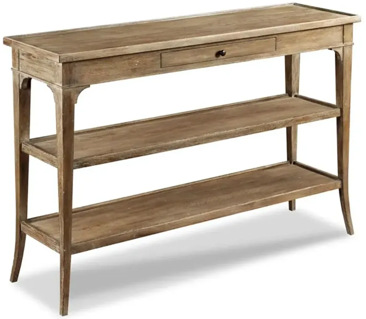 Vintage French Country Brown Oak Wood Console Table