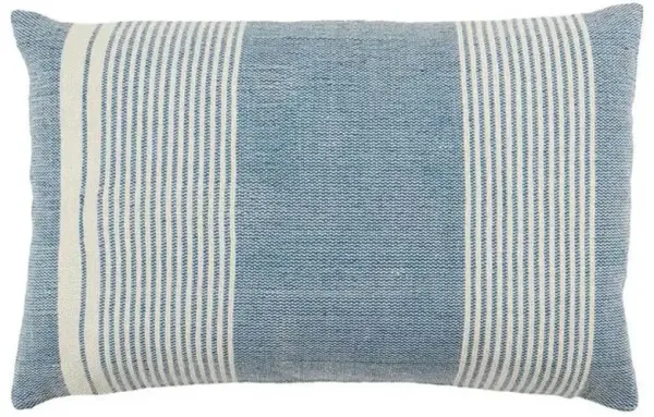 Katara Modern Blue Striped Indoor Outdoor Lumbar Pillow - 13x21