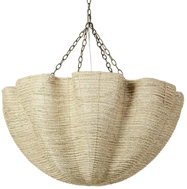 Palecek Isla Coastal Beach Natural Woven Rope Antique Gold Metal Chandelier