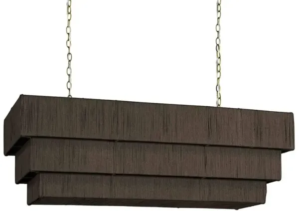 Palecek Everly Coastal Beach Espresso Abaca Rope Shaded Chandelier