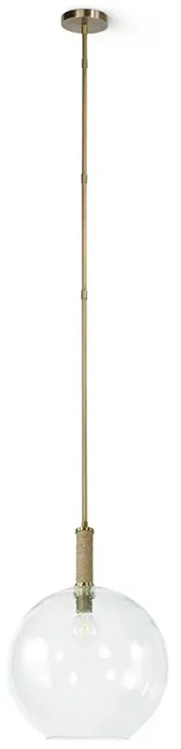 Palecek Bronson Industrial Loft Brass Metal Jute Rope Accent Single Pendant