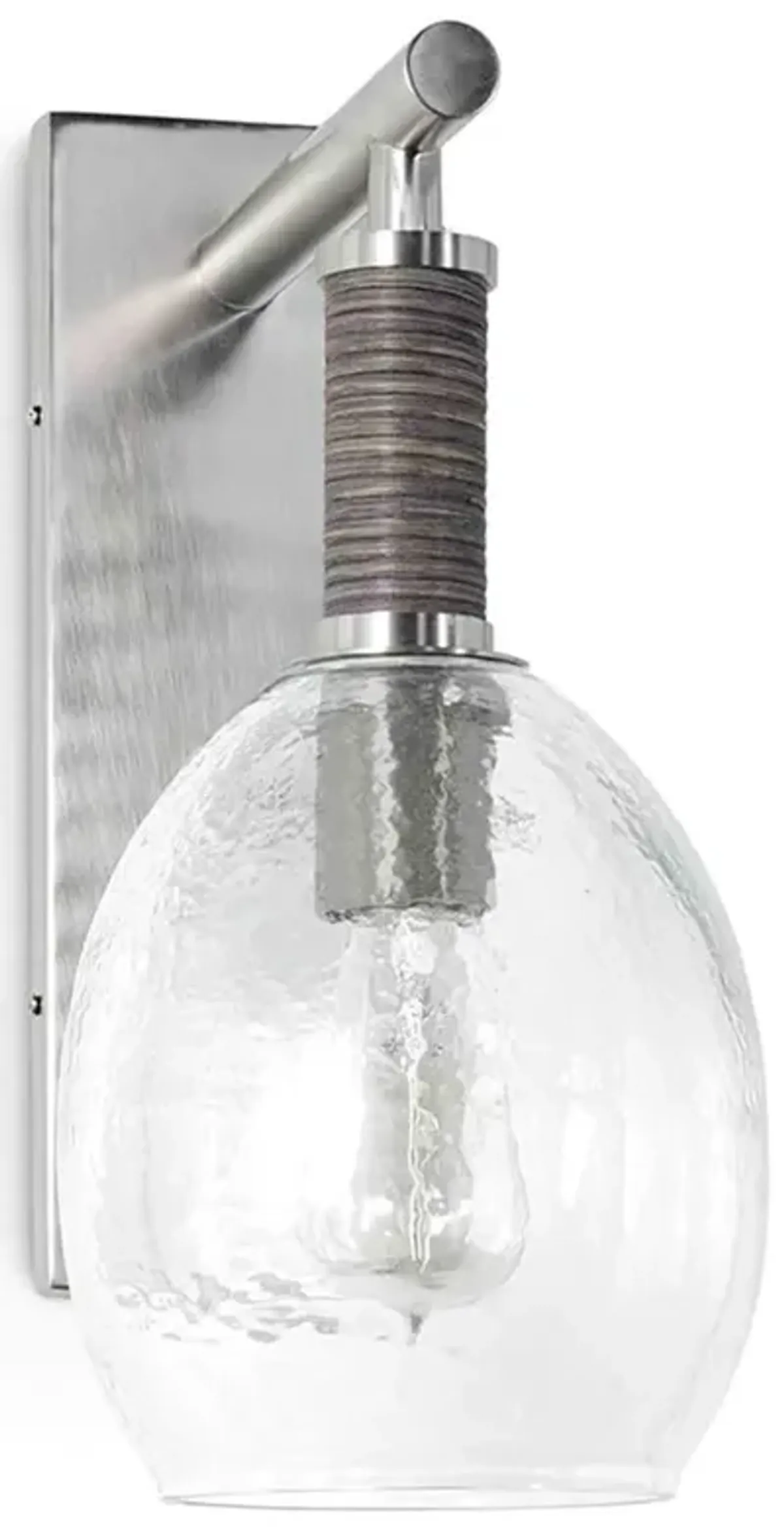 Palecek Bronson Coastal Pewter Metal Grey Cane Matting Sconce