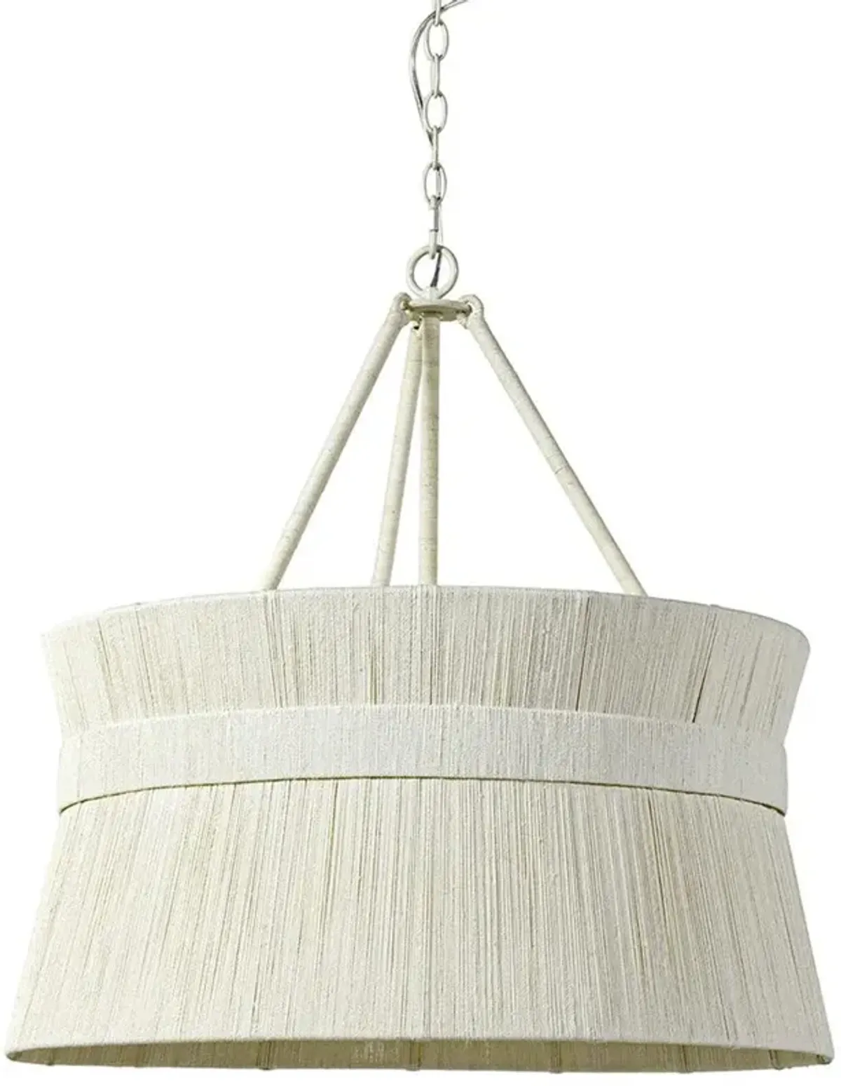 Palecek Cassidy Coastal Beach White Woven Abaca Rope Metal Frame Chandelier