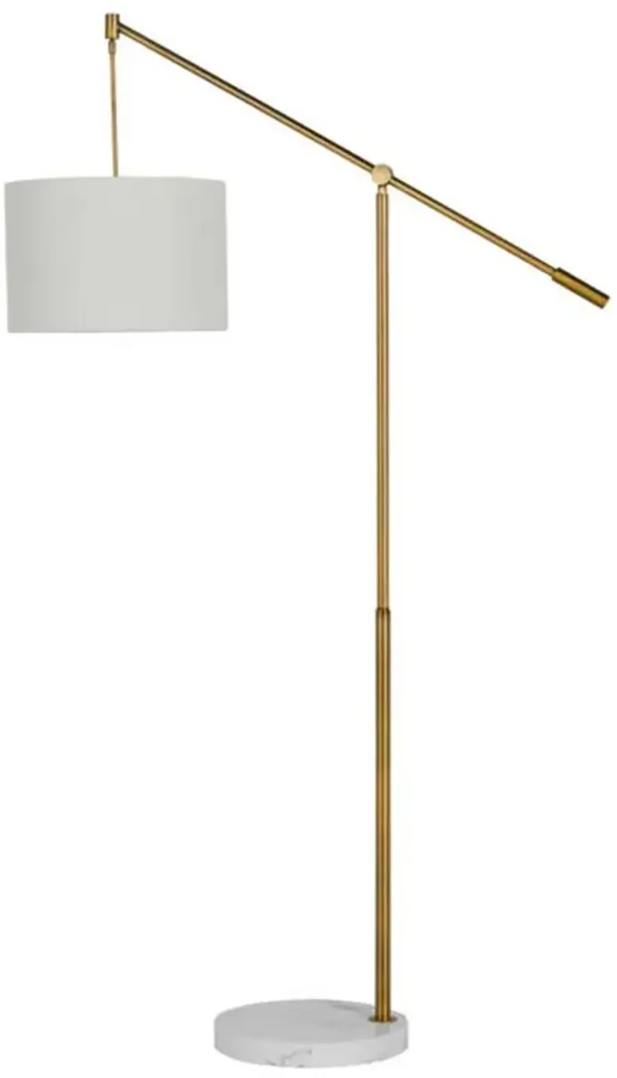 Fulton Hollywood Regency Gold Iron Grey Marble Base Task Floor Lamp