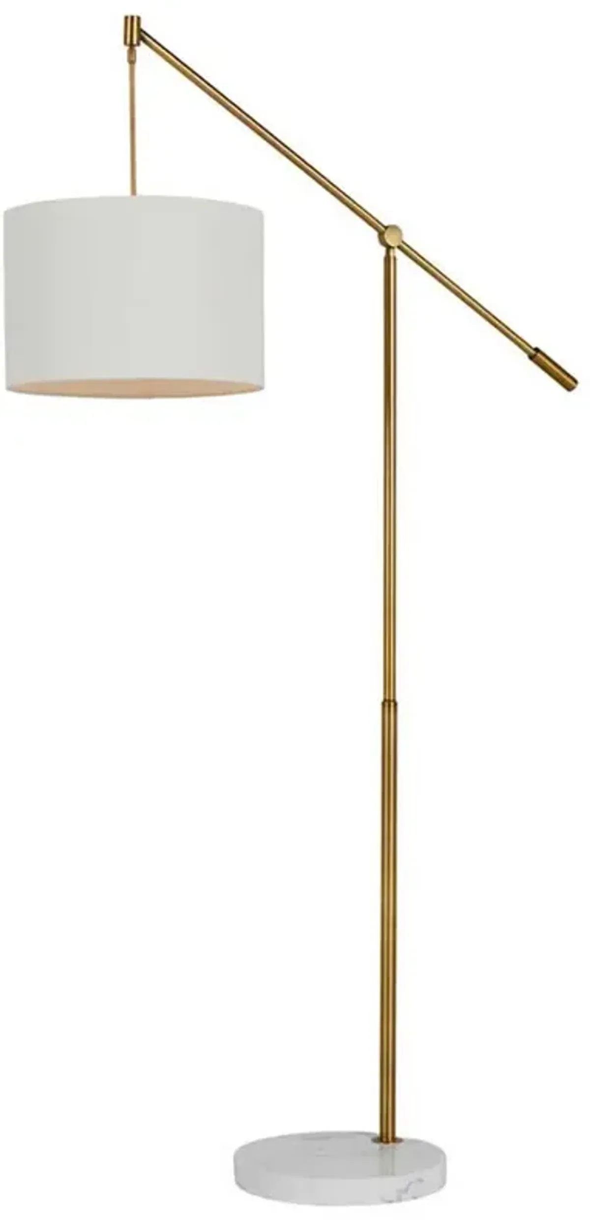 Fulton Hollywood Regency Gold Iron Grey Marble Base Task Floor Lamp