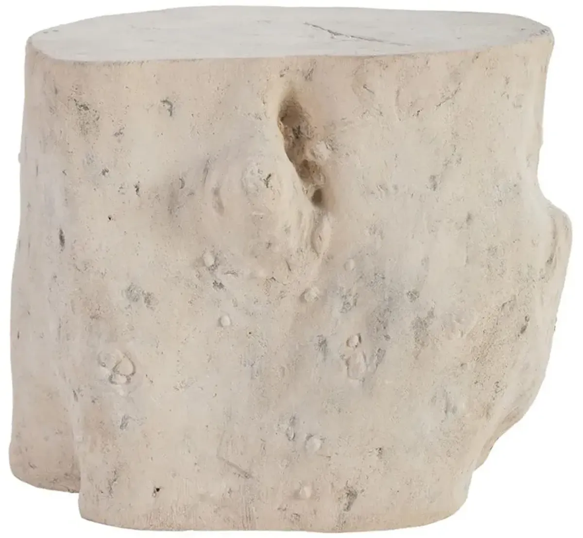 Nephele Roman Coastal Beach Off-White Resin Outdoor Stool - Large