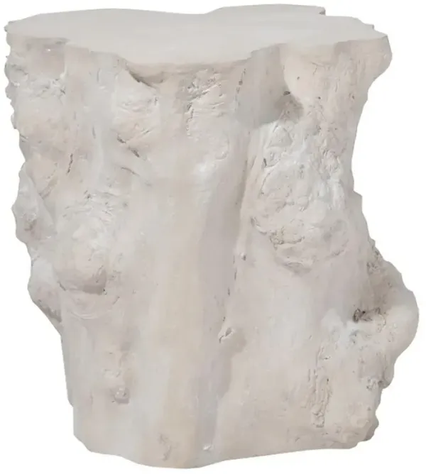 Nephele Roman Coastal Beach Off-White Resin Outdoor Block Side Table