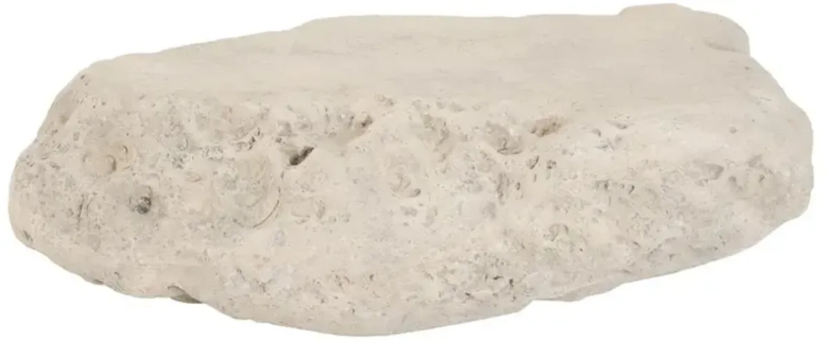 Yanis Coastal Beach Off-White Resin Drum Outdoor Coffee Table - Large