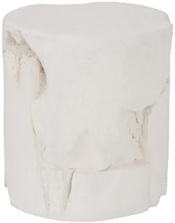 Beauden Coastal Beach Off-White Resin Round Outdoor Stool