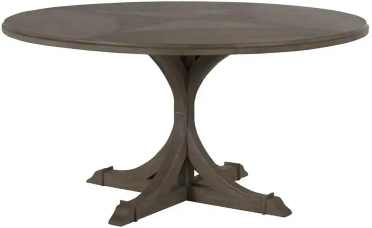 Adams Rustic Brown Wood Patterned Top Round Dining Table - 60"W