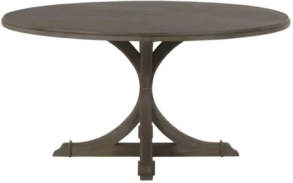 Adams Rustic Brown Wood Patterned Top Round Dining Table - 60"W