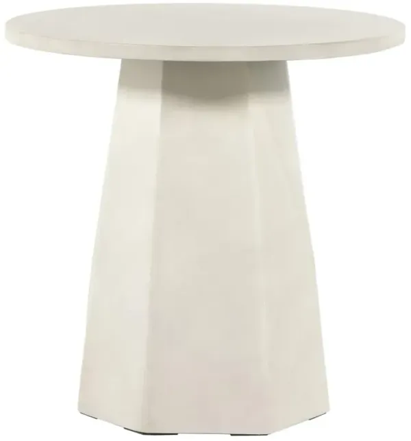 Barley Industrial Loft White Concrete Round Pedestal Outdoor Side Table