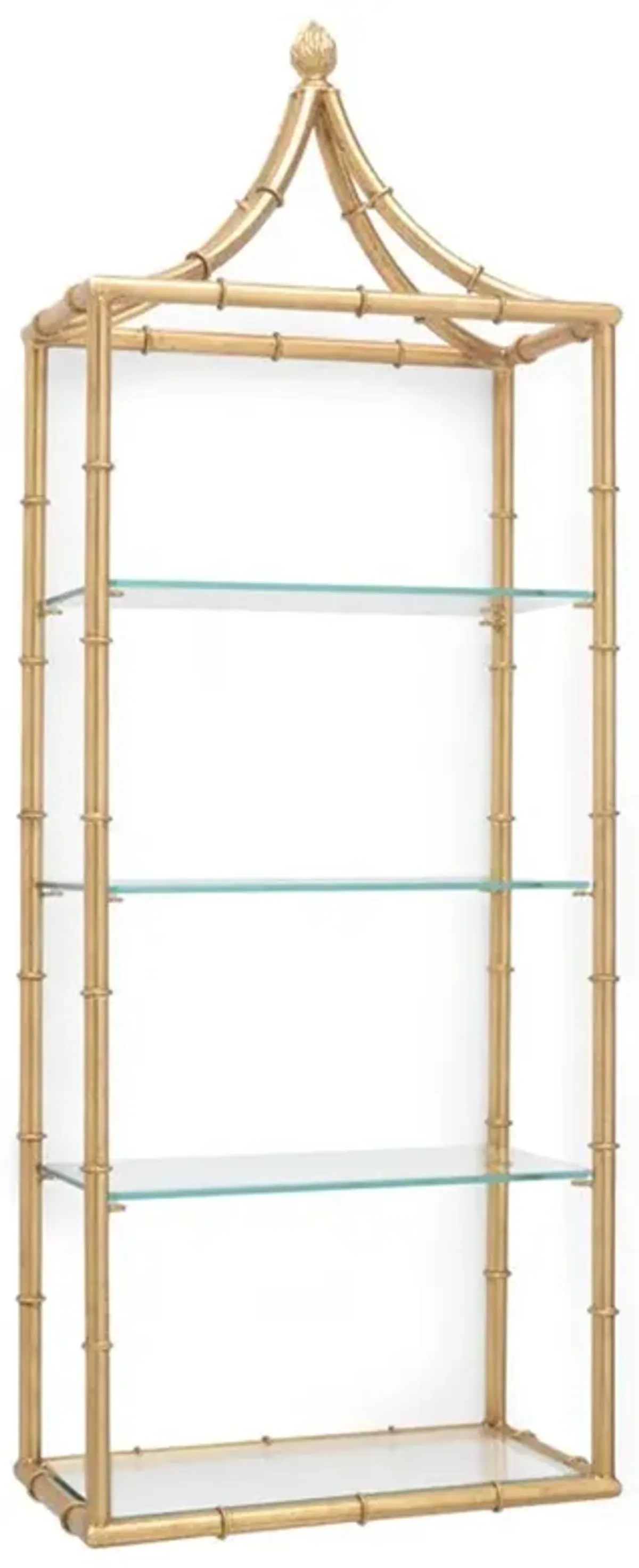 Milani Global Bazaar Gold Leaf Iron Clear Glass Wall Shelf