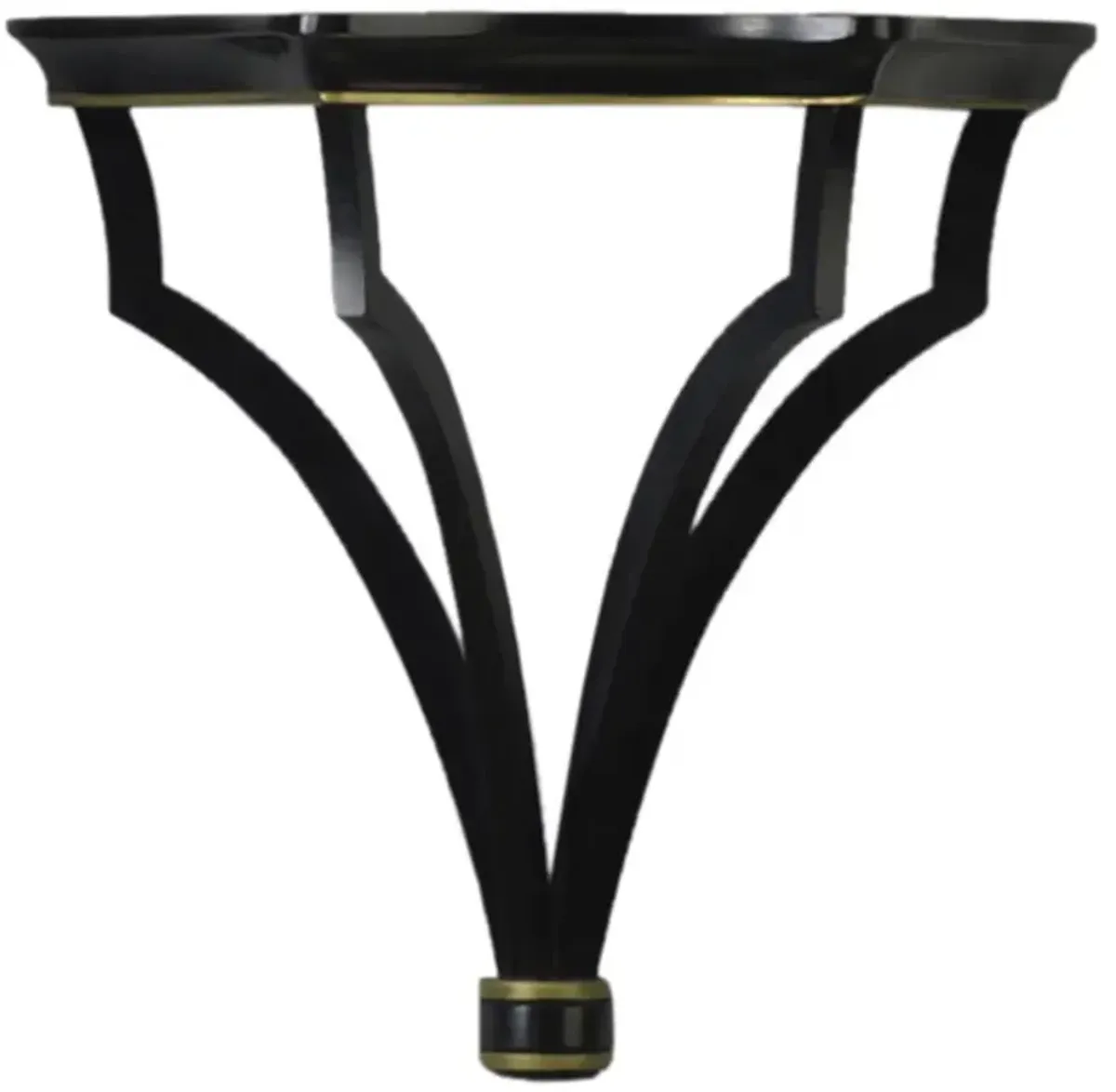Vincent French Black Wood Gold Accent Wall Bracket Shelf - Medium