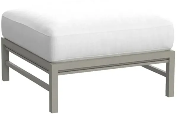 Alec French Country White Sunbrella Grey Aluminum Outdoor Square Ottoman