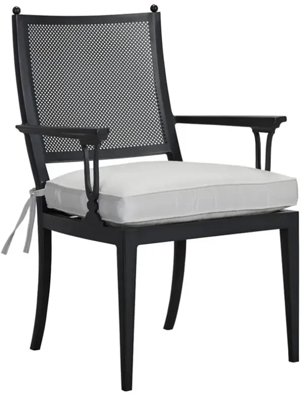 Theo Modern Classic Black Aluminum White Upholstered Cushion Outdoor Dining Chair
