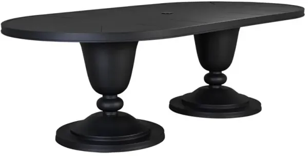 Theo Modern Classic Black Aluminum Oval Outdoor Dining Table - 96"W