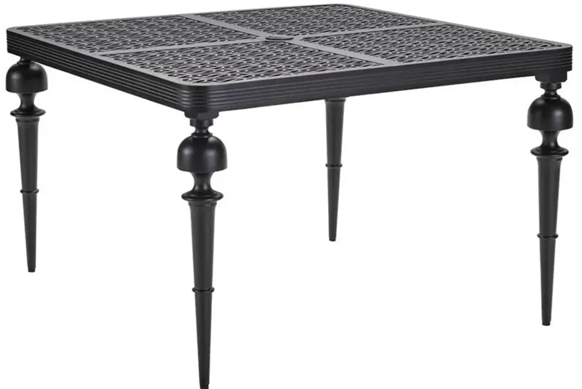 Hermine French Black Patterned Aluminum Outdoor Square Dining Table - 45"W