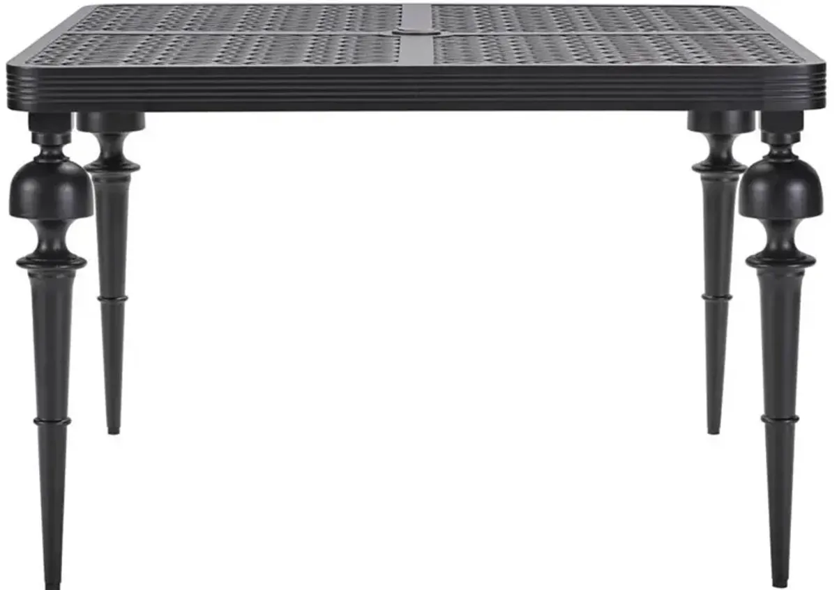 Hermine French Black Patterned Aluminum Outdoor Square Dining Table - 45"W