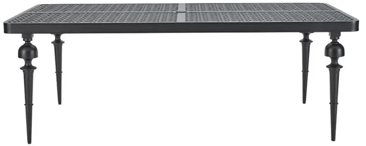 Hermine French Country Black Aluminum Outdoor Rectangular Dining Table - 84"W