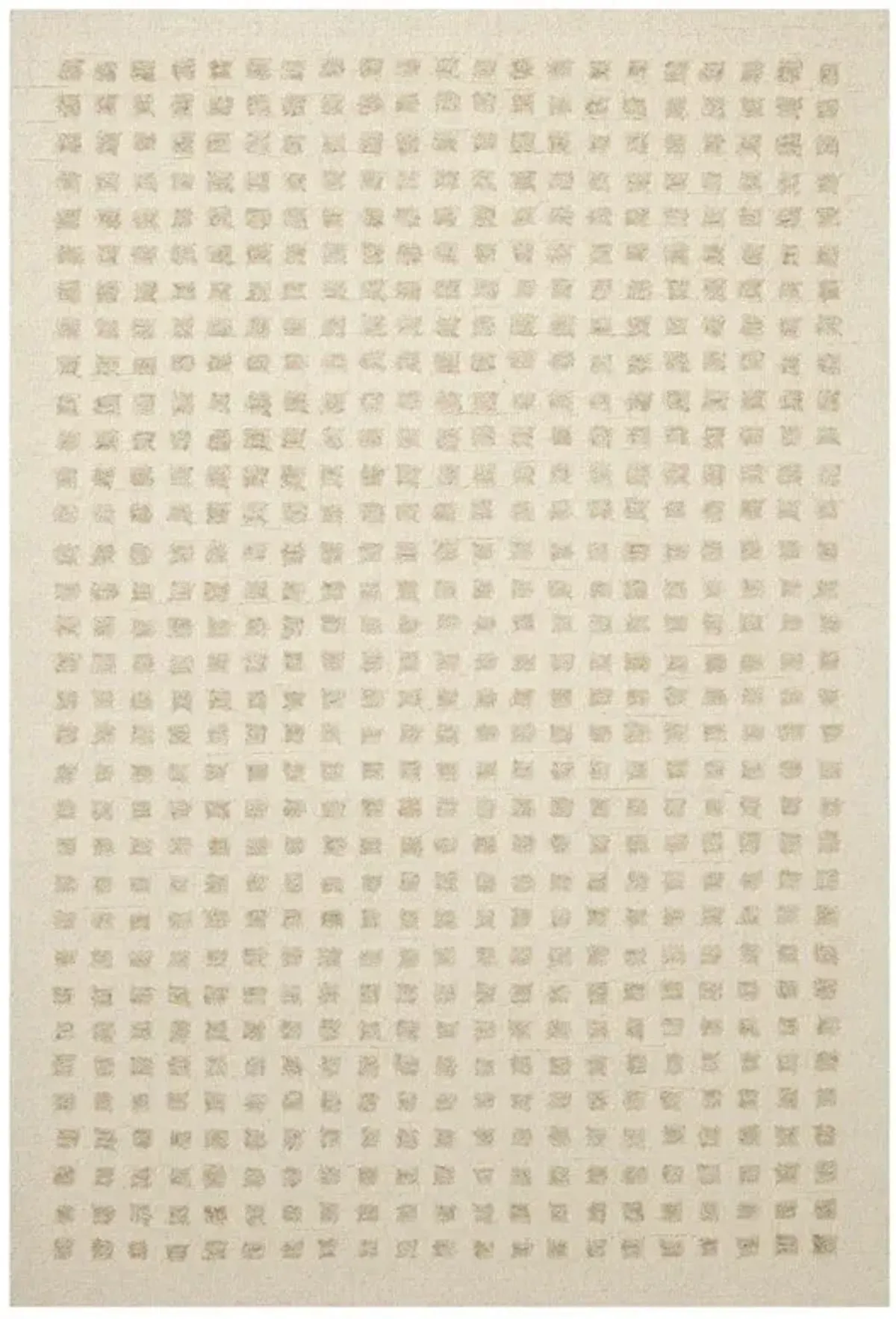 Amarae Mid Century Modern Beige Wool Square Patterned Rug - 2'3"x3'9"