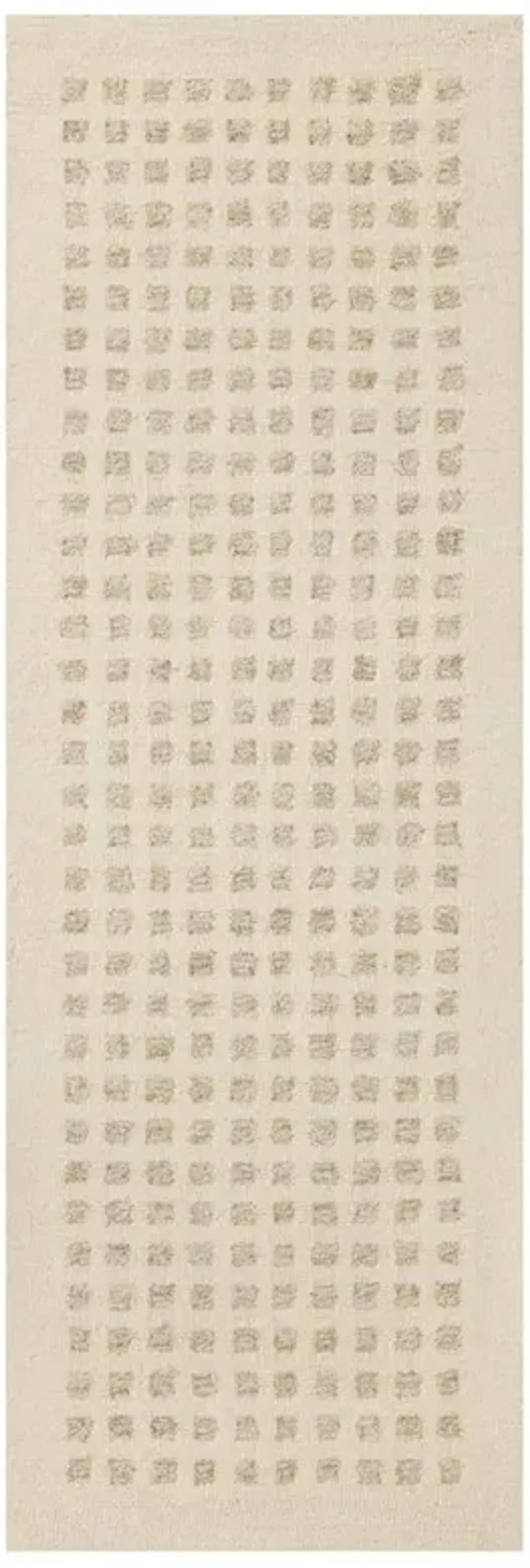 Amarae Mid Century Modern Beige Wool Square Patterned Rug - 2'6"x9'9"