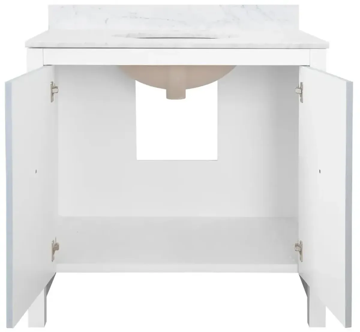 Worlds Away April Modern Classic White Marble Blue Linen Vanity Sink - 37"