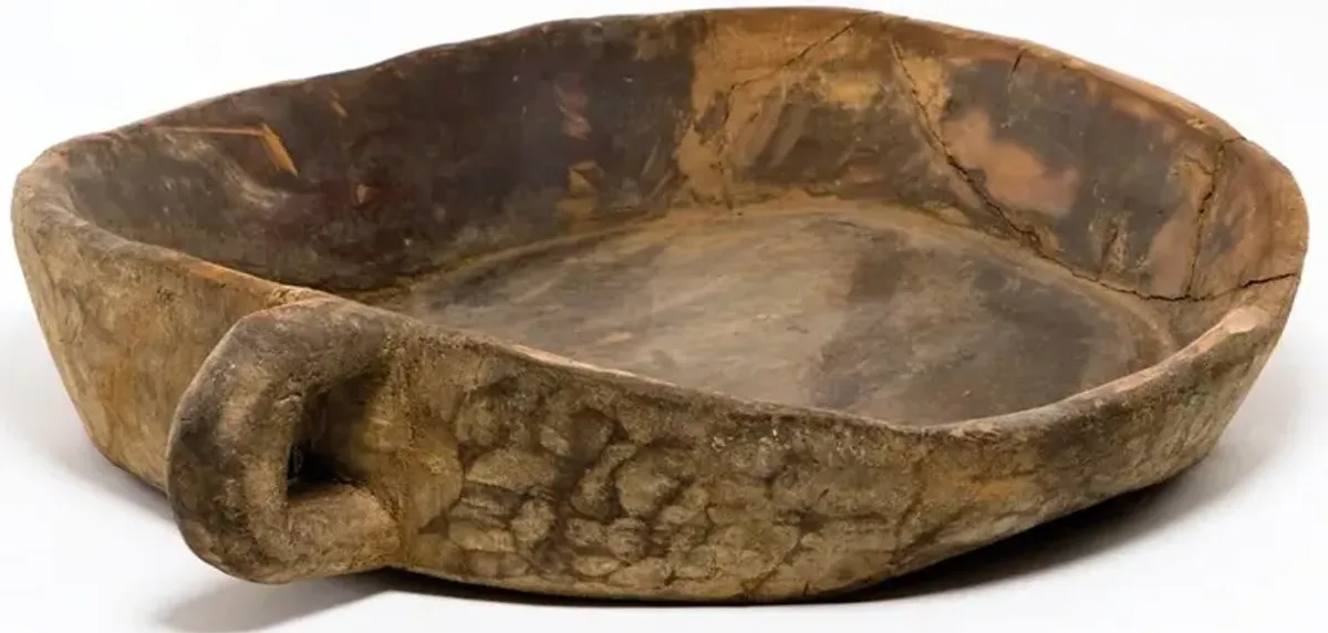 Willow French Country Brown Wood Round Chipatti Decorative Bowl