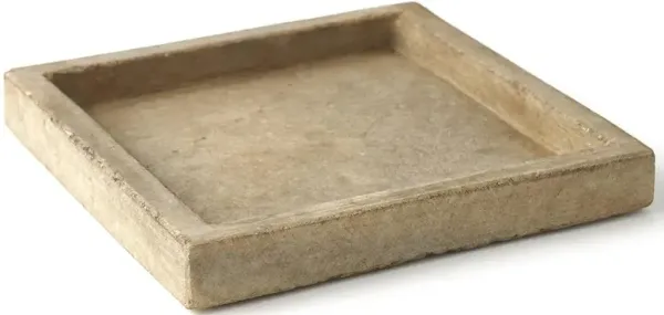 Allegra French Country Antique White Marble Square Decorative Tray