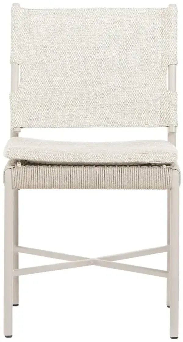 Rosalie Modern Classic Cream Upholstered Taupe Aluminum Outdoor Dining Chair