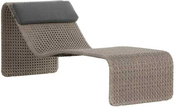 Serena Coastal Beach Brown Woven Grey Upholstered Outdoor Chaise Lounge