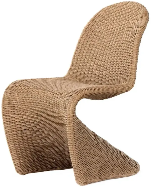 Ivanna Coastal Beach Brown Woven Wicker Outdoor Dining Chair