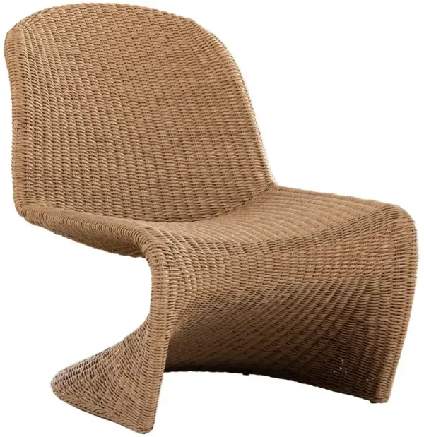 Ivanna Coastal Beach Brown Woven Wicker Outdoor Lounge Chair