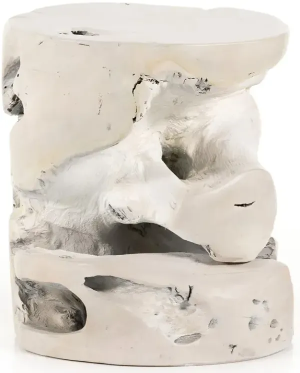 Kaili Global Bazaar White Teak Wood Outdoor Side End Table