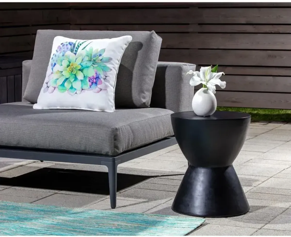 Sugi Industrial Loft Black Concrete Drum Outdoor Side End Table