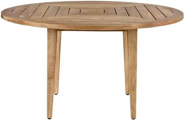 Dahliah Coastal Natural Teak Round Classic Outdoor Dining Table - Small - 54"W