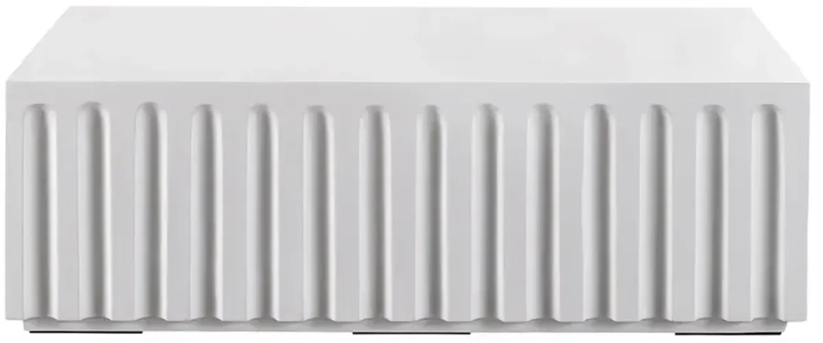 Jenieva French Country White Concrete Rectangular Block Outdoor Coffee Table